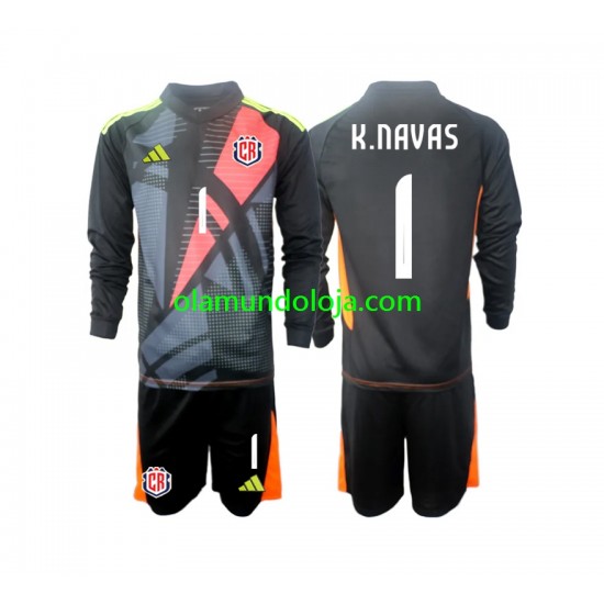 Camisola Costa Rica Keylor Navas 1 Guarda-redes Criança Equipamento Terceiro 2024 Manga Comprida